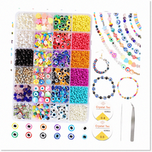 DIY Bracelet Making Kit - 2989PCS Gold Pearl Colorful Flower Spacer Kandi Beads - $27.71