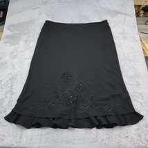 Casual Skirts Womens 24W Black Pull On Embroidered Maxi Ruffle Hem Skirt - £18.22 GBP