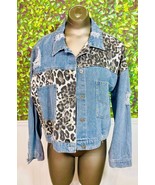 Brand New Leopard Print Jean Jacket XL Trendy Distressed Ripped Jacket - £33.77 GBP