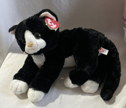 Ty Classic Black &amp; White Shadow Cat Stuffed Animal Plush 12” Tuxedo Kitten VGC - £47.59 GBP