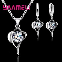925 Silver Necklace&amp;Earrings Sets Classic Sweet Romantic Style Love Shape For Wo - £17.18 GBP