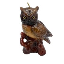 Molded Wax Owl Candle Statue Figurine 5” Vintage Home Fall Halloween Decoration - £9.52 GBP