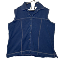 Jaclyn Smith Sport Blue Vest Womens Size 2X Vintage Full Button Casual - $14.03