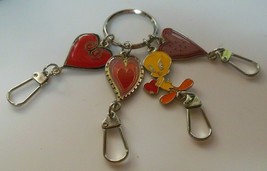 Vintage Walt Disney Tweety Bird Enamel Hearts Key Ring -Year: 2000 - £17.40 GBP