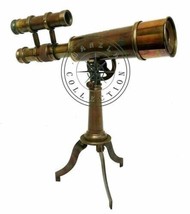 Antique Brass Telescope Tripod Stand Nautical Double Barrel Kelvin gift item - £49.34 GBP