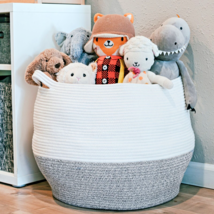 Laundry Basket Storage Baskets Blanket Dog Toy Collapsible Woven Foldable Fabric - $33.99