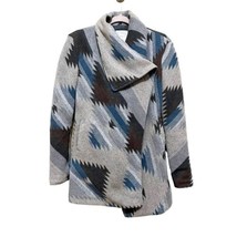 Thread &amp; Supply Aztec Southwestern One Button Winter Coat Gray Brown Blue Sz S - £25.70 GBP