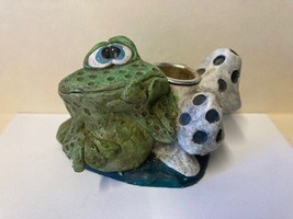 Vintage Lily Pad Pals Candle Holder Frog Sitting by Mushrooms Russ Berrie - $12.11