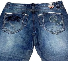 Coogi Denim Jeans Men’s 34 x 29 Blue Embroidered Pocket Hip Hop Baggy Wi... - £42.72 GBP