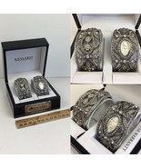NIB Kessaris Cuff Bracelet Watch and Bracelet Silver w Iridescent Gems D... - £14.89 GBP