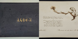 1859 antique AUTOGRAPH ALBUM w BOTANICAL PRESSED LEAVES herbarium - £114.74 GBP