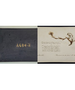 1859 antique AUTOGRAPH ALBUM w BOTANICAL PRESSED LEAVES herbarium - £112.88 GBP
