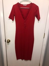 Zara Trafaluc Womens SZ Small Red V Neck Rib Stitch Knit Maxi Dress - £14.07 GBP