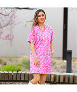  Pink Sequin Dress with Pockets   Round Neck Short Sleeves Mini Dress Ev... - $66.65 CAD