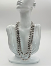 Sterling Silver Double Strand Necklace 9.5mm Ball Bead 142 Grams With Bo... - $189.95