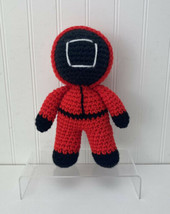 Adorable Squid Games Crocheted 9” Stuffed Square Soldier Handmade Amigurumi - £20.03 GBP