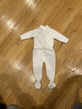 White Baby Knitwear One-Piece Outfit with Footies SPAIN - $34.65