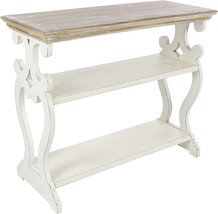 Deco 79 Wood Scroll Side Frames 2 Shelf Console Table With Brown Wood, White - £189.40 GBP