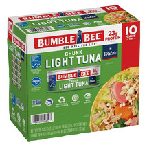 Bumble Bee Chunk Light Tuna in Water, 5 Oz Cans (Pack of 10) - Wild Caught Tuna  - $15.88