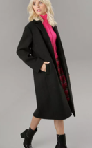 Aniston Selected Slit Design Long Coat in Black UK 14  (ccc269) - £57.26 GBP