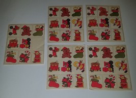 VTG Christmas Stickers Toy Gifts Horse Bear Train Drum Doll ~ 5 Sheets L... - $17.77