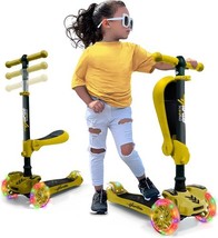 Hurtle HURFS49Y 3-Wheeled Scooter for Kids, Lean-to-Steer Handlebar - Ye... - $713.59 MXN