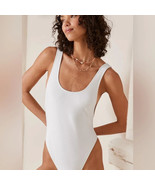 Aerie Shine Rib Birthday Scoop Cheekiest One Piece Swimsuit SMALL White - €30,28 EUR