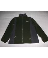 NORTHFACE DARK FOREST GREEN GRAY FULL ZIP UP COLD WEATHER FLEECE BOYS SW... - $385.08 MXN