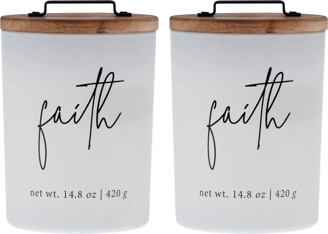 BHG 14.8oz Scented Candle, White Jar, 2-pack [Faith - Cherry and Clove]