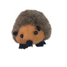 Vintage B.J. Toy Co Hedgehog With Hidey Hole Brown 6&quot; Plush Stuffed Animal Toy - £8.71 GBP