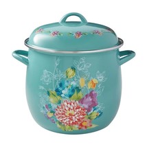 Teal Blooming Bouquet 12-Quart Enamel on Steel Stock Pot - £38.98 GBP