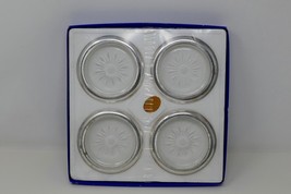 Leonard Genuine Crystal and Silver Plate Coaster Ashtray Set - Made in I... - $19.99