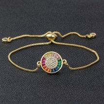 New Design Copper Cubic Zircon Adjustable Colorful Bracelet For Women Girls Rain - £10.08 GBP