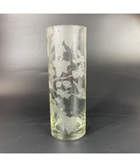 Coyle Hand Etched 11” Tall Clear Vase  Cylinder Ivy And Bird Of Paradise - £19.59 GBP