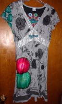Desiganl Nagore Gray Sketchbook Pattern Flare Dress size L - $9.99