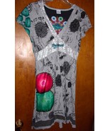 Desiganl Nagore Gray Sketchbook Pattern Flare Dress size L - $13.66 CAD