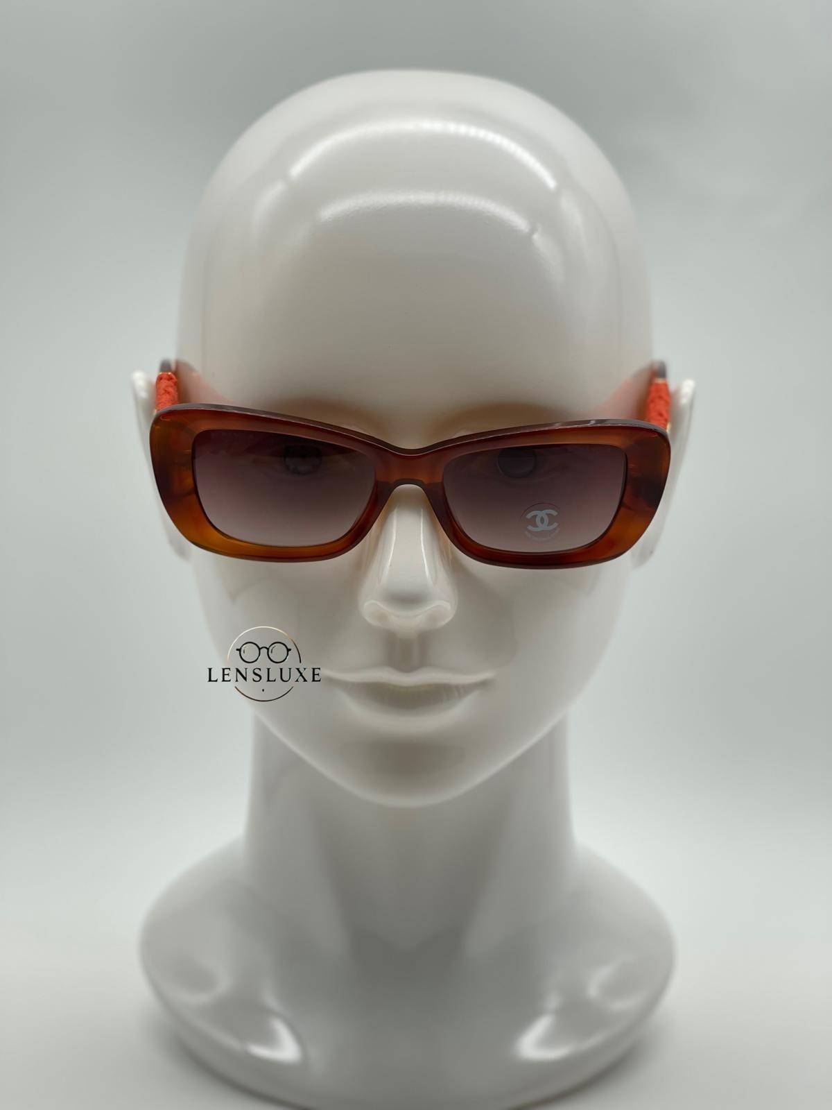 CHANEL CH5514-C 622/S6 Polished Red Tweed Gold CC Logo Sunglasses NWT w/ Case Item image 2