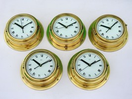 Set of 5 Maritime Brass World Clock Vintage Navigation Barigo Germany Ships - £568.79 GBP