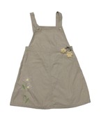 Gymboree Girls Bib Overall Jumper Dress Size 5 Floral Embroidered Beige  - $21.85