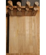 Large Wooden Bamboo Charcuterie Board With 4 Magnetic Knife Set - $28.61