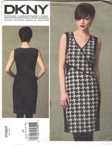 Vogue 1407 DKNY Donna Karan Mock Wrap Sleeveless Dress Pattern Uncut Cho... - $16.48