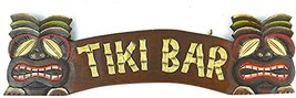 Hand Carved Tiki Bar Sign With Two Masks 3D Polynesian Hawaiian Art Clearance - $25.68