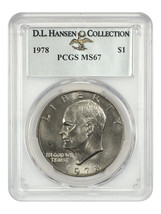 1978 $1 PCGS MS67 ex: D.L. Hansen - $7,944.30