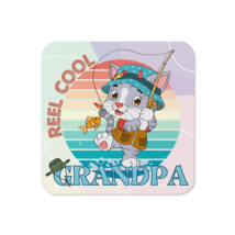 Cork-back coaster | Reel Cool Grandpa Cat Themed - £8.78 GBP