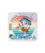 Cork-back coaster | Reel Cool Grandpa Cat Themed - $15.24 CAD