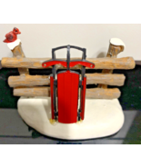 Lemax Christmas Village Accessory Red Sleds and Red Bird on Fence - $17.40 CAD