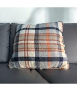 Pottery Barn Accent Throw Pillow Flannel Plaid Navy Blue Orange Tan 13”x... - €22,61 EUR