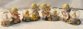 Fairy Baby Girl Bear Squirrel Rabbit Dog Flower Figurine Set Of 4 - £21.35 GBP