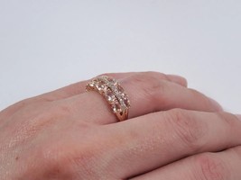 2Ct Oval Cut CZ Morganite Double Row Half Wedding Band Ring 14K Rose Gold Over - £132.73 GBP