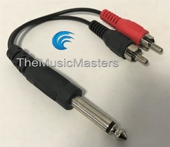 1/4&quot; Male Mono Plug to Dual RCA Plugs (M) Premium 6&quot; inch Audio Cable Wi... - £5.81 GBP